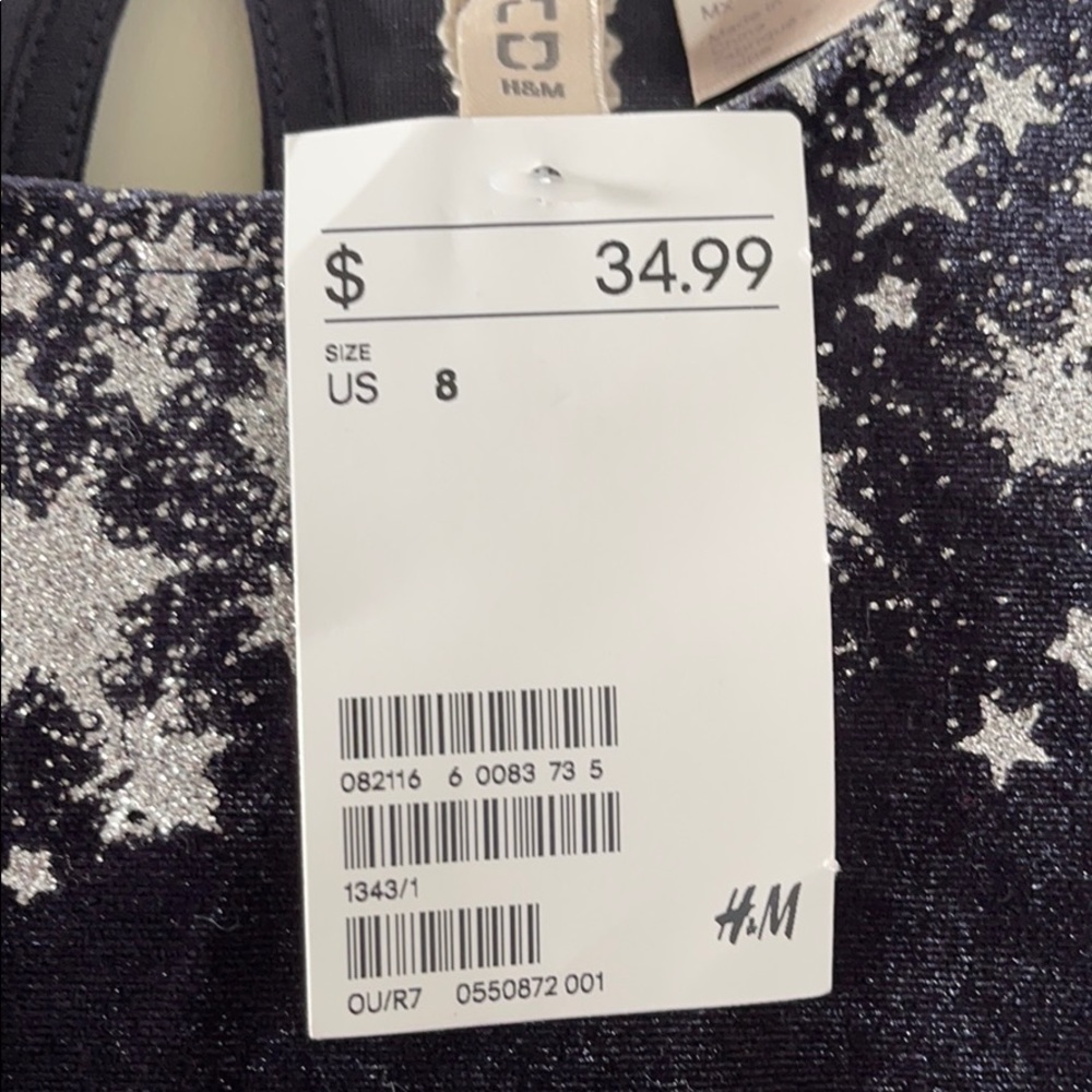 H&M Long Sleeve Navy Velour Dress with Sparkle ✨ 8 - Picture 8 of 8